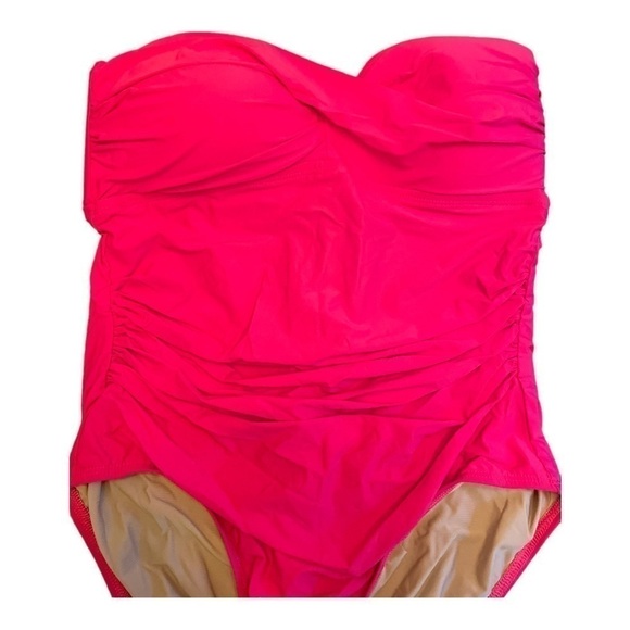 Athena Women's Solid Twist Bandeau One-Piece In Rose - Picture 3 of 12